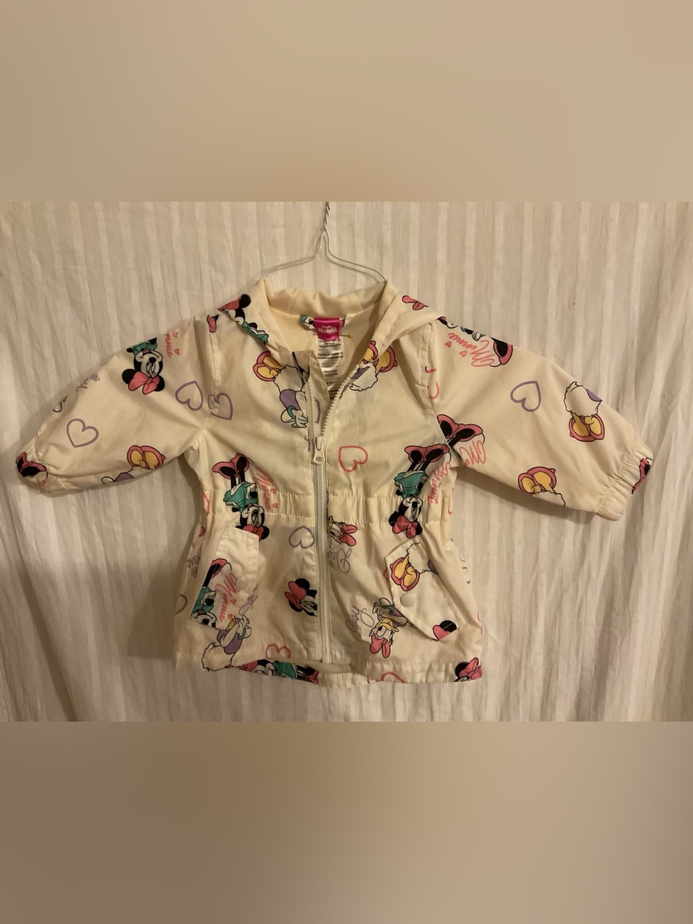 Disney Minnie Mouse Cream Hooded Kids Jacket 12 month full zip